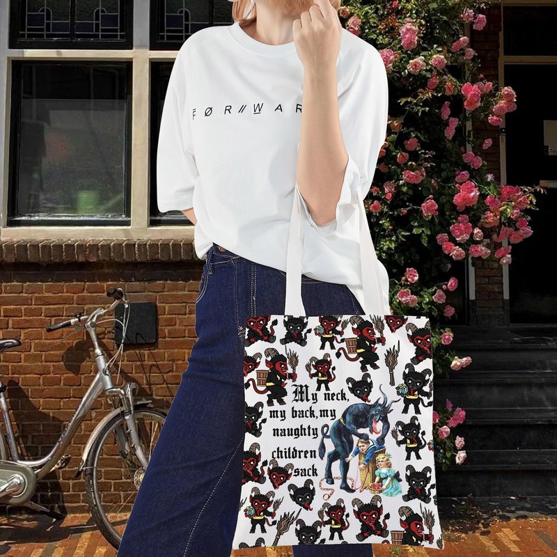 LEVLO Krampus Tote Bag Christmas Demon Fans Gift My Neck