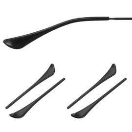 PATIKIL 2 Pairs Eye Glass Replacement Temples, Plastic Anti-Slip Eyeglass End Tips Glasses Retainers Fits 1.4mm for Round Thin Metal Eyeglass Sunglasses Temple, Style2 Black