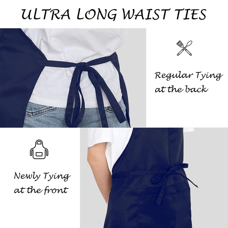 MOLENKY Apron, 2 Pieces Adjustable Apron with 2 Pockets, Adjustable