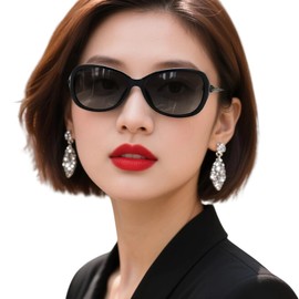 Feisedy B1310 Women's Sunglasses, TAC Polarized, Fashionable, Cool Elegant, Jewelry Frame, UV Protection, 400 Protection, Small Face, Travel, Driving, Black