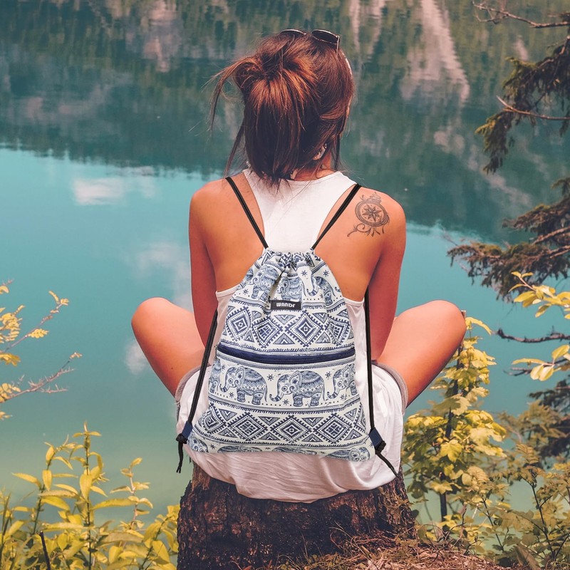 WANDF Drawstring Backpack String Bag Sackpack Cinch Water Resistant Nylon