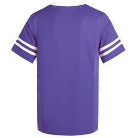 Pullonsy Purple Football Jerseys for Men Women V-Neck Workout T-Shirts Athletic Sports Game Apparel Fitness Clothing White Stripe-Purple Jersey,Men Size 2X-Large