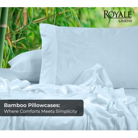 Royale Linens Cooling Pillow Cases King Size Set of 2-100% Rayon Derived from Bamboo Cooling Pillowcase for Hot Sleepers - Soft & Silky Pillow Covers with Envelope Closure (Lake Blue 20x40 Inches)
