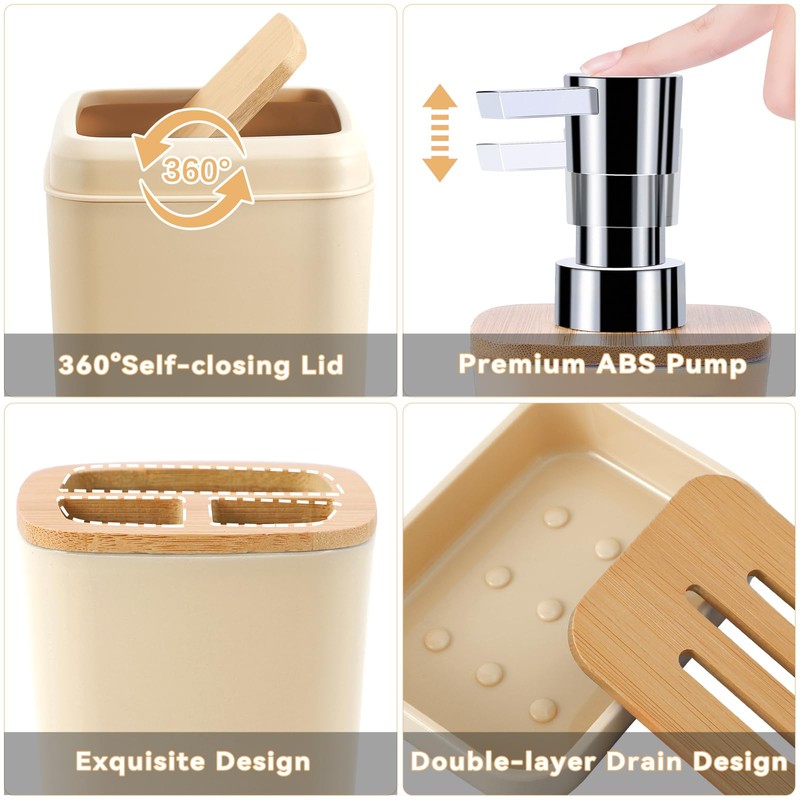 Beige Bathroom Accessories Set with Glitter Shower Curtain and Rugs,Bathroom
