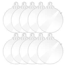 10 Pieces Acrylic Christmas Ornament Blanks with Hole, 3 Inch Flat Clear Ornaments for Crafts, Round Acrylic Keychain Blanks, Vinyl Disc Ornaments for Hanging Crafting DIY (B)