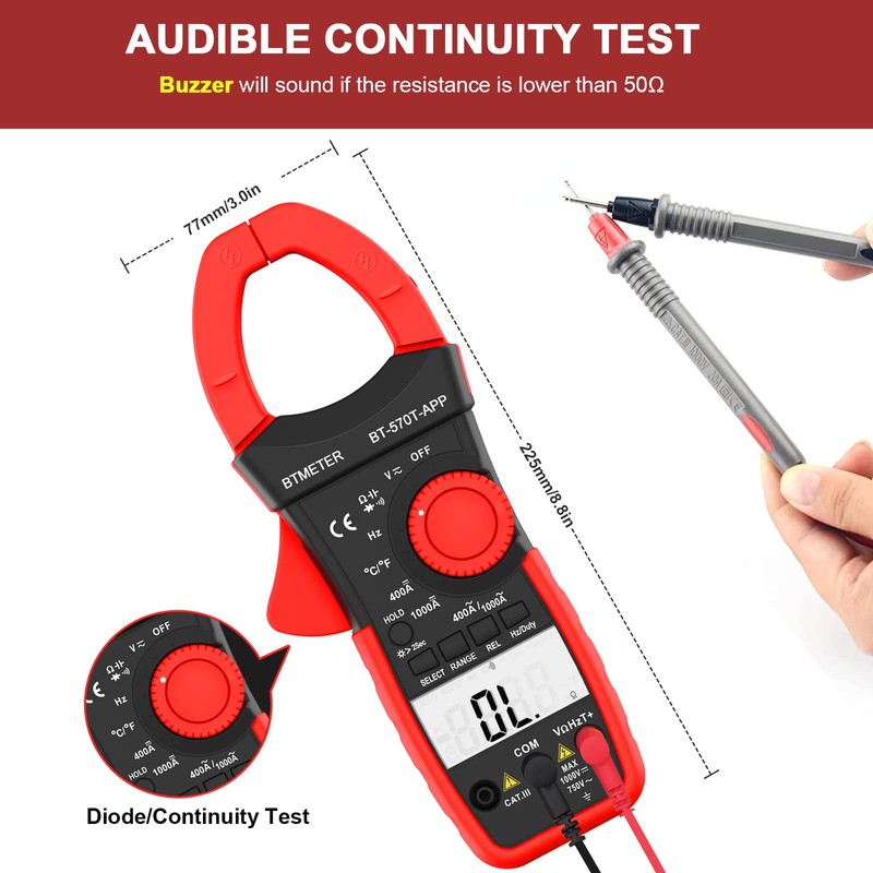 BTMETER AC/DC 1000A Clamp Multimeter, 4000 Counts Digital Clamp-on Meter