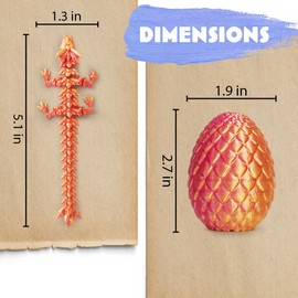 ACTICO 4 Pcs 3D Printed Dragon, Dragon Eggs with Dragon Inside, Articulated Crystal Dragon Fidget Toy, Dinosaur Eggs Toy, Desk Toys for Teen Boy Kid