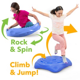 Simplay3 Rock and Spin Sensory Wobble Disk, Climbing Dome for Toddlers and Kids Rocking and Climbing, Indoor/Outdoor, Multiple Sizes (Multicolor, 2 Pack)
