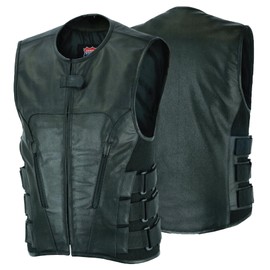 SWAT Men Bullet Proof style Leather Motorcycle Vest Bikers Club (as1, alpha, 5x_l, regular, regular)