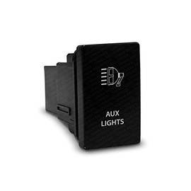 CH4X4 Small Push Switch for Toyota Tacoma, FJ Cruiser, Land Cruiser, Fortuner, Hilux, 4Runner, Prado 12V 3Amp - Auxiliary Lights Symbol - White LED