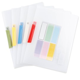 BDHYYM Pack of 5 A4 Plastic Sturdy File Folder with Name Plate, File Folder DIN A4, Book Cover, Clear Pockets, A4 Sturdy, Plastic Folder, A4, for School Office