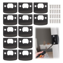 12 PCS Door Strike Plate, Strike Plate with 24*Reinforced Screws, Door Plates for Interior Doors for Knob or Latch, Matte Black Finish