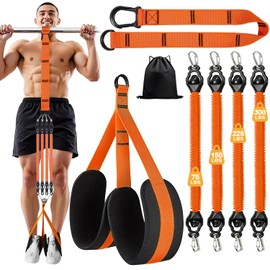 RIZENCE Pull Up Assistance Bands, 2025 Upgraded Heavy Duty Resistance Bands for Pull Ups, 4 Adjustable Weight/Size with 2 Feet Rest, Storage Bag, Natural Latex Pull Up Assist Band Set - 300LBS