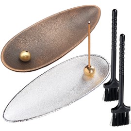 EUSTACE Incense Burner Set of 2 Silver Bronze Incense Holder Metal Incense Holder for Altar Incense Plate Incense Plate Incense Plate Incense Plate Small Boat Holder Buddhist Altar Plate Healing