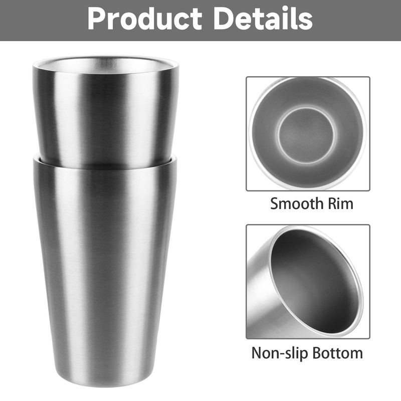 6PCS Stainless Steel Cups 16 oz, Double Wall Vacuum Insulated