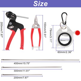 RUTU Stainless Steel Zip Tie Gun Set, All-in-one Stainless Steel Cable Tie Gun Set with 150pcs Zip Ties, Adjustable Resistant Heavy Duty Cable Ties for Exhaust Pipes Automotive Poultry Fence