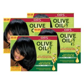 ORS Olive Oil Built-In Protection Full Application No-Lye Hair Relaxer Extra Strength (Pack of 4)