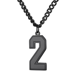 GoldChic Men's Women's Tennis Chain Black Stainless Steel 0-9 Number Necklace Punk Sports Numbers Pendant Curb Chain with 0-9 Charms Gifts for Men Women, stainless steel