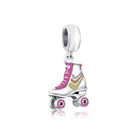 Roller Skate Charm 925 Sterling Silver Christmas Birthday Mother Gift Beaded Jewelry Fit For Bracelets
