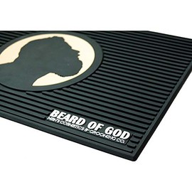 Non-Slip Barber Workstation Mat, Beard of God 11.81x17.71x.0.24 inches, Profession Grade Quality, Flexible Rubber Countertop Clipper & Tool Protection Beauty Salon Drying Mat - Slotted