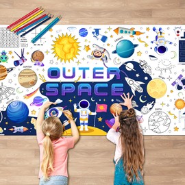 Outer Space Coloring Poster, 70.8''x31.4'' Space Large Coloring Poster, Space Giant Coloring Poster & Space Themed Coloring Poster for Space Themed Party Decorations & Outer Space Birthday Decorations