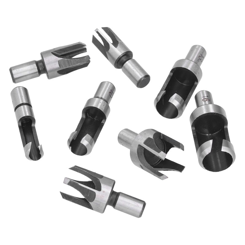 8Pcs Wood Plug Drill Bit Cutter Carbon Steel Industrial Barrel