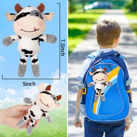 SYWHXY 9PCS Cute Cow Stuffed Animal Soft Farm Plush Cows Toy Keyring for Backpack Handbag Purse Meeting Decor, Stuffed Cow Plush for Kids Girls Boys