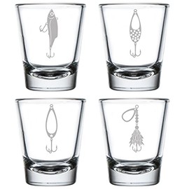 MIP Set of 4 Shot Glasses 1.75oz Shot Glass Fishing Lures