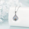 CUPENDA Forget Me Not Flower Necklace Sterling Silver Blue Pressed