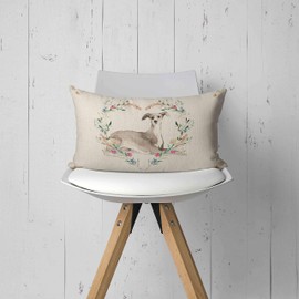 Mancheng-zi Italian Greyhound Throw Pillow Cover, Dog Lover Gifts, Italian Greyhound Lovers Gifts, Italian Greyhound Mom Gifts, 20X12 Inch Dog Linen Cushion Cover Decoration for Sofa Couch Bed