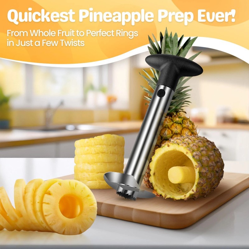 CE Compass Pineapple Corer Slicer Peeler, Stainless Steel Eye Remover