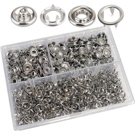 Juego de 200 botones de punto de cierre de metal 9,5 mm para bricolaje, costura y manualidades (juego de 200 plata de 9,5 mm)