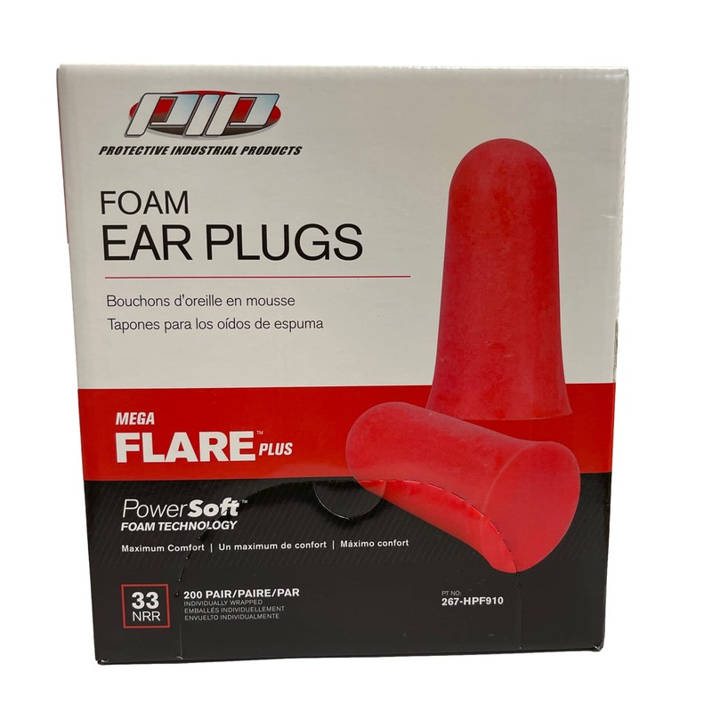 Mega Flare‚Ѣ Plus Earplugs - Oversize-small, Red - (Dispenser Box/200
