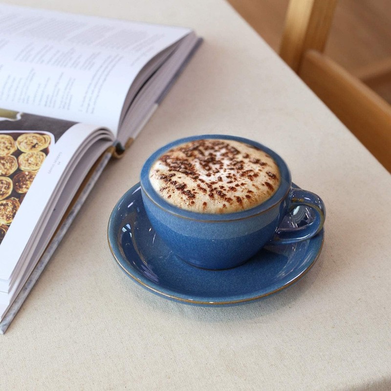 LE TAUCI 6 oz Cappuccino Cups with Saucers, Ceramic Coffee