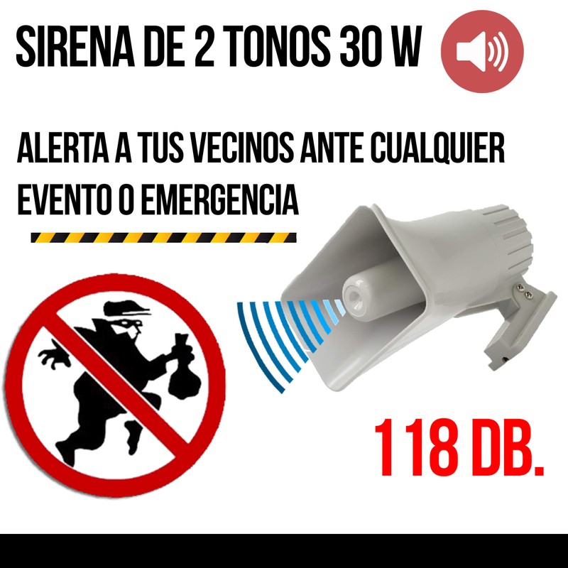 SFIRE Sirena de 2 tonos 30 W/ Sonido 118 dB.