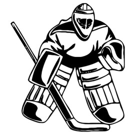 Ice Hockey Goalie Player Stick Puck Goal Skating Skates Vinyl Sticker Decal for Car Truck Motorcycle Windows Bumper Laptop Home Wall Decor - Many Colors & Sizes