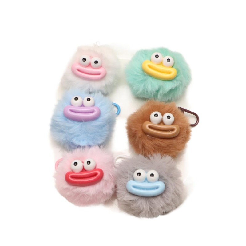 88flix Carabiner, Cute, Keychain, Cute, Funny, Fur Ball Mini Monster