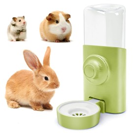 XHYASD 600ml Rabbit Water Bottle, Hanging non Drip Automatic Water Dispenser Rabbit for Bunny, Chinchilla, Guinea and Hedgehog (Green)