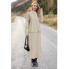 Arach&Cloz Womens Fall Two Piece Sweaters Skirts Sets Beige White