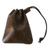 CZXCV Cowhide Leather Drawstring Pouch, Secure Small Leather Coin Purse