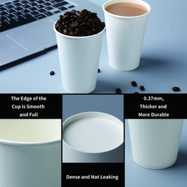 Bsvce 8 oz Paper Cups, 300 Pack - Durable, Leak-Proof, Safe for Hot or Cold Beverages, Compostable, White