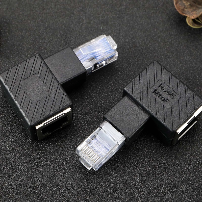 ECSiNG 2PCS RJ45 Ethernet Adapter 90 Degree Male to Female