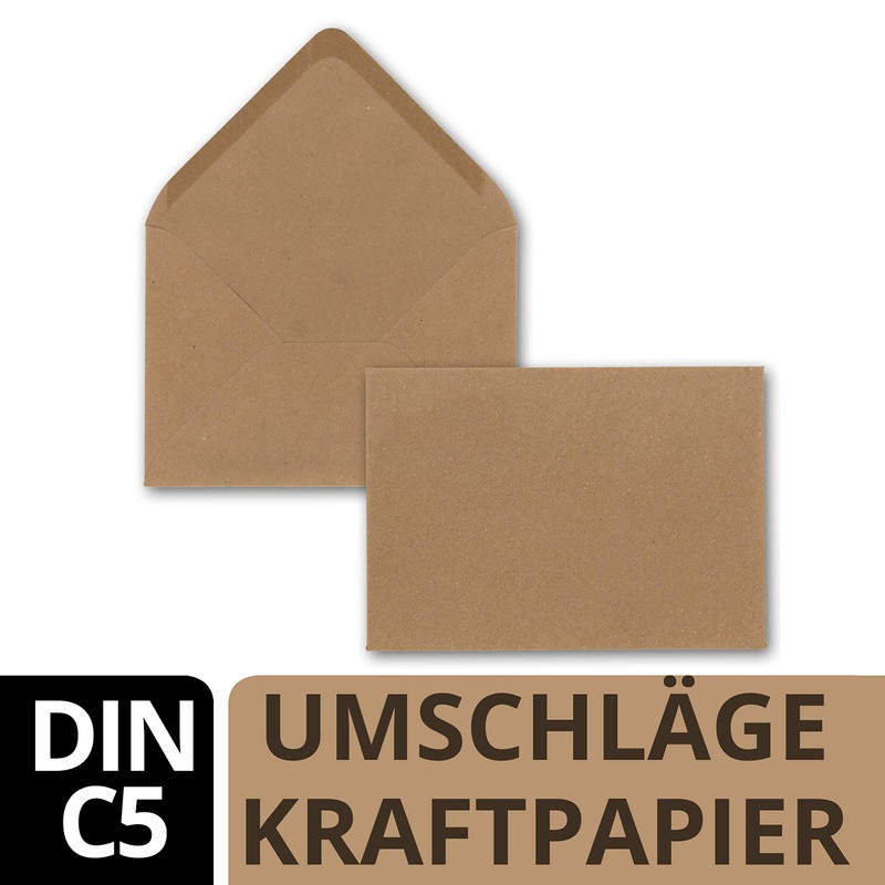 Glüxx Agent 25 x Kraft paper envelopes DIN C5 brown