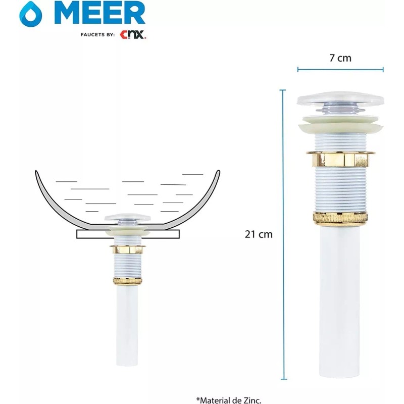 CNX Mezcladora Monomando Con Contra Canasta Pop Up Color Blanco
