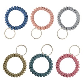Cosmos 6 Pcs Spiral Wristband Stretchable Wrist Band Flexible Plastic Spiral Coil Wristband Elastic Coil Key Ring Holder for ID Badge Tag Sauna Gym Pool Locker Key Chain, 6 Assorted Colors