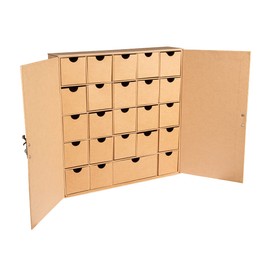 Rayher Small Papier Mache Cupboard with 24 Pull-out Drawers for DIY Fill-Your-Own Advent Calendar, Drawer Storage Box, 29.6x29.6x6.5cm, 67367521