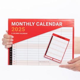 2025 Wall Planner Calendar Matt Month to View Family Wall Calendar Organiser for Home Office with Classic Red White Design
