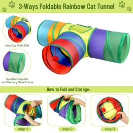 AILUKI 32 PCS Cat Toys Kitten Toys,Interactive Variety Catnip Toys with Collapsible Rainbow Tunnel,Cat Feather Teaser Crinkle Balls Spring Toy for Cat, Kitty,Puppy