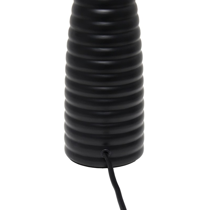 Simple Designs LT2076-BLK Alsace Ceramic Ribbed Bottle Table Lamp, Black