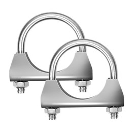 Glarks 2 x 304 stainless steel exhaust U-clamps 45 mm (1-3/4 in) exhaust clamps design with saddle flange for exhaust tailpipe
